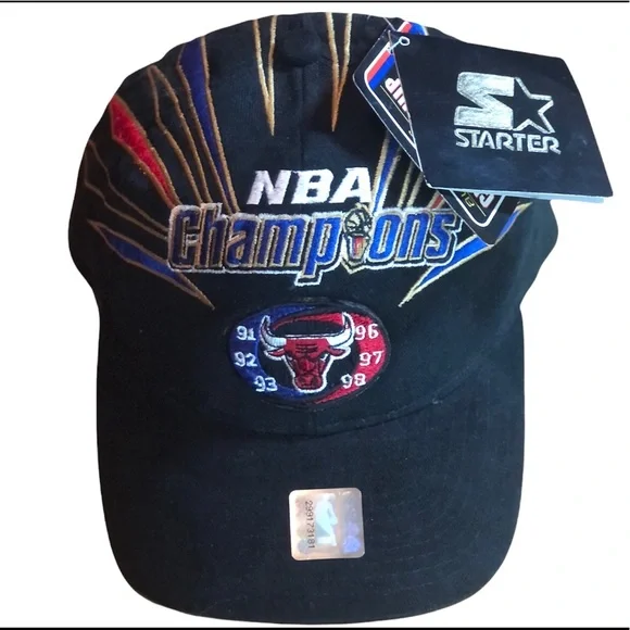 90s starter Chicago bulls 6x champions starter hat nwt vintage cap hat - Picture 3 of 4